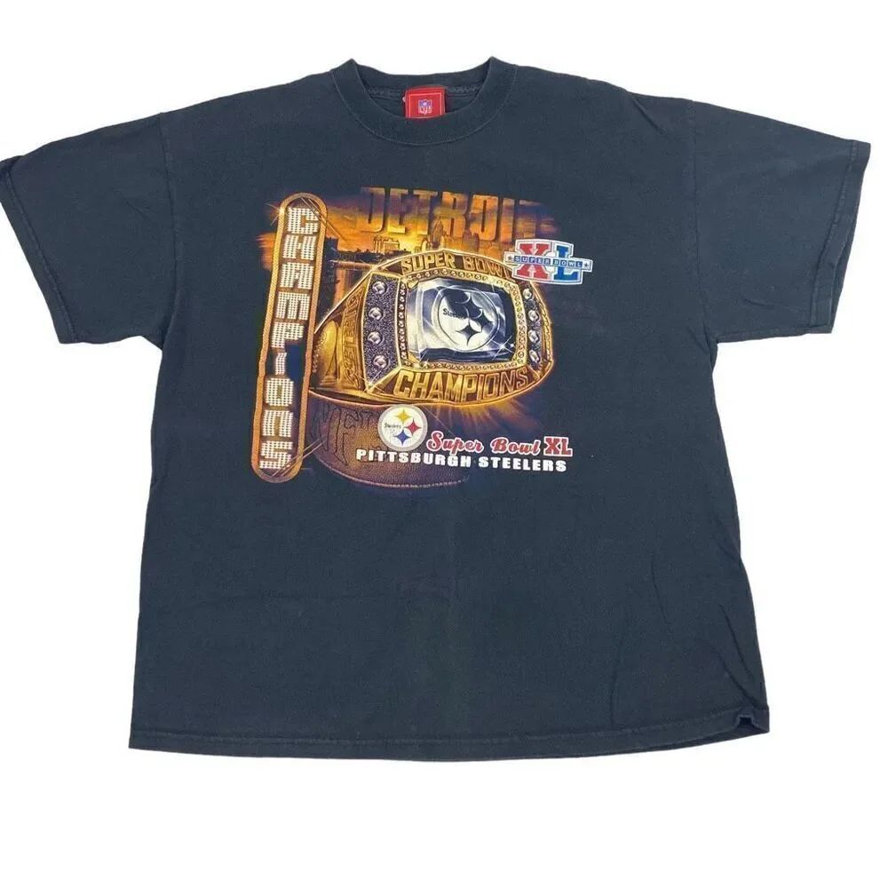 Vintage NFL super bowl XL Pittsburgh Steelers Championship Graphic Tee size Larg